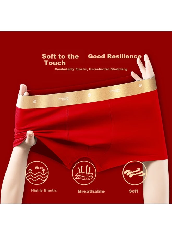 Firs Men's Red Underwear New Pure Cotton Mulberry Silk Boxer Briefs - Image 3