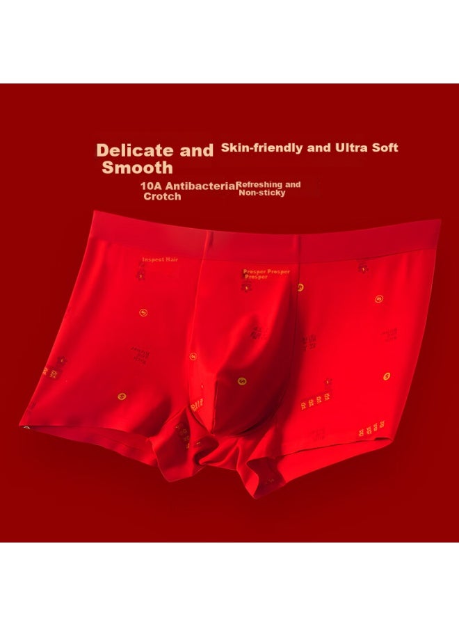 Firs Men's Red Underwear New Pure Cotton Mulberry Silk Boxer Briefs - Image 4