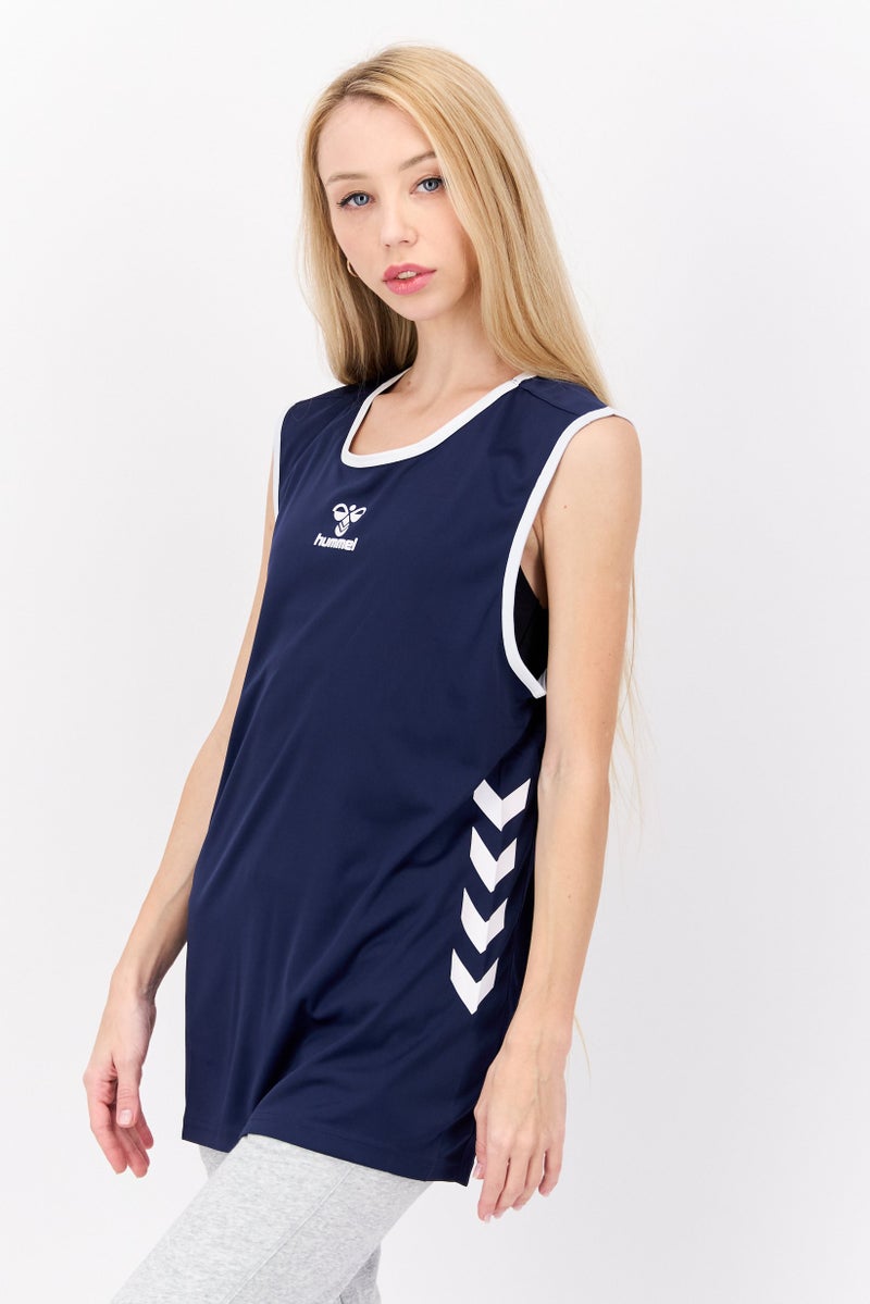 Hummel Women Sportswear Fit Sleeveless Basketball Jersey Top, Navy  - Image 4