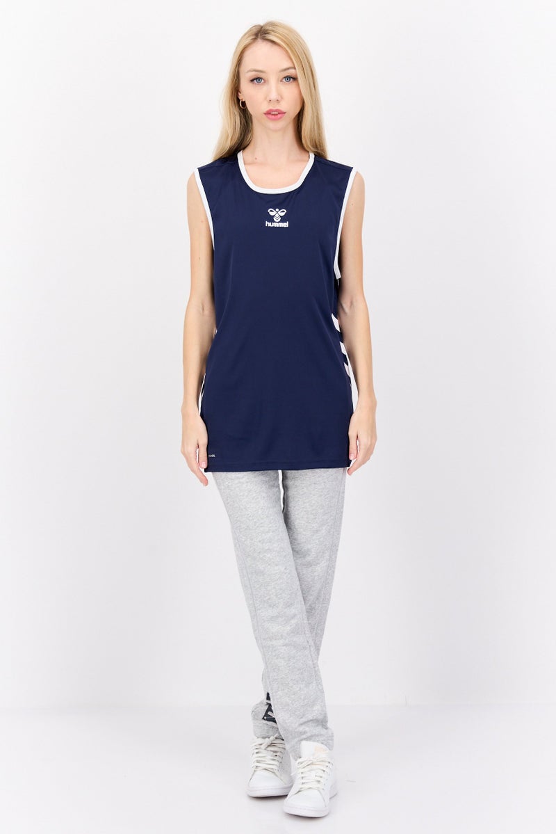 Hummel Women Sportswear Fit Sleeveless Basketball Jersey Top, Navy  - Image 3