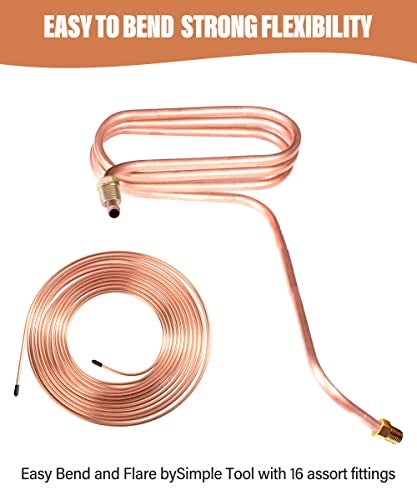 SUJADE YAKEFLY Flexible 25 Ft Brake Line Tubing Kit 14 Copper Coated Alloy Tubing Coil with 16 Fittings Fuel Line Coil Gold - Image 5