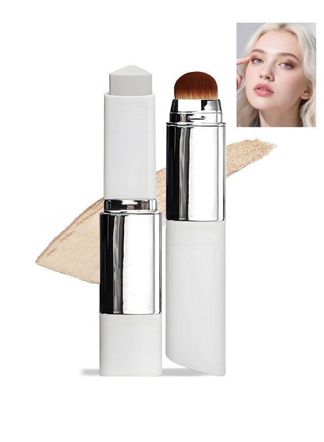 EELHOE Color Changing Foudation Stick，Cream Stick V White - Medium to Full Coverage, Dewy & Hydrating Makeup, Dual-Ended with Brush for Flawless Look # Ivory White - Image 1