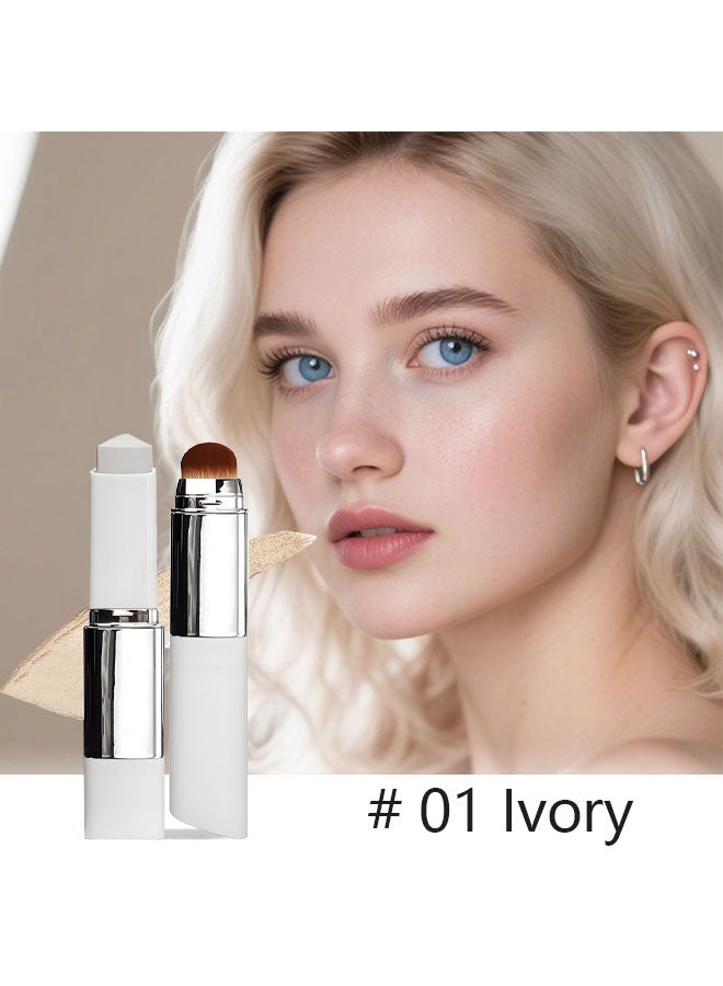EELHOE Color Changing Foudation Stick，Cream Stick V White - Medium to Full Coverage, Dewy & Hydrating Makeup, Dual-Ended with Brush for Flawless Look # Ivory White - Image 2
