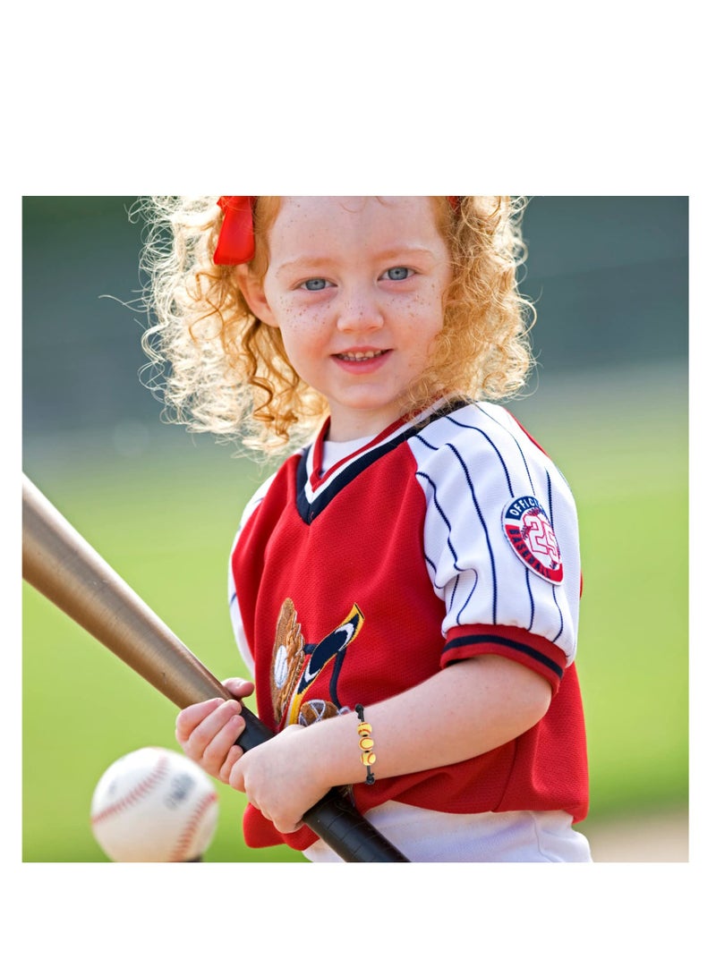 SYOSI 20 Pcs Softball Charm Bracelets, Yellow Softball Beads Adjustable Inspirational Sport Ball Wristbands for Teens Adults Sport Birthday Party Gift Softball Favors for Team - Image 2