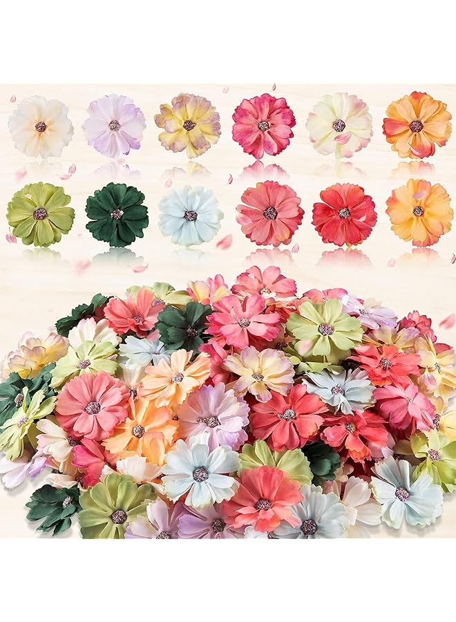 erorex Silk Daisies Faux Flowers Heads For Crafts Artificial Flowers Embellishments Mini Diy Wreath Scrapbooking And Holiday Wedding Party Home Garden Decoration 150Pcs Random Colors - Image 1