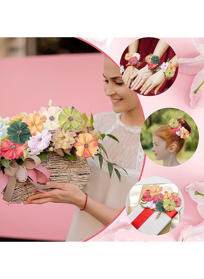 erorex Silk Daisies Faux Flowers Heads For Crafts Artificial Flowers Embellishments Mini Diy Wreath Scrapbooking And Holiday Wedding Party Home Garden Decoration 150Pcs Random Colors - Image 3