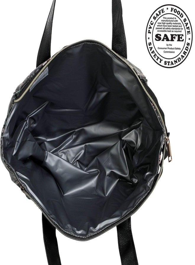 Jessica Simpson Insulated Lunch Bag for Work, Picnics, Travel Car Trips Reusable Can Cooler Wide Open Lunch Bags for Women (Flower Garden) - Image 3