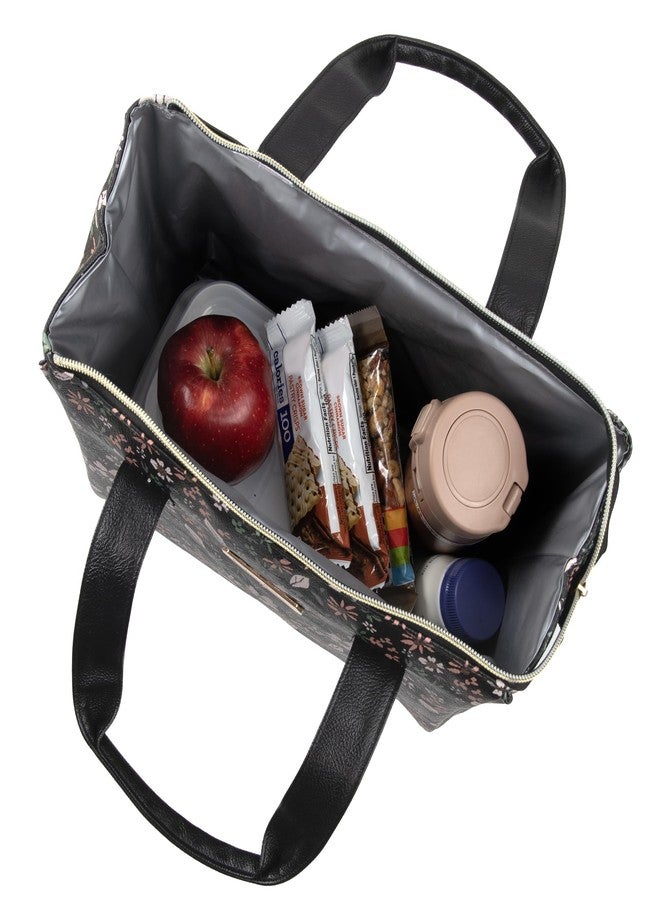 Jessica Simpson Insulated Lunch Bag for Work, Picnics, Travel Car Trips Reusable Can Cooler Wide Open Lunch Bags for Women (Flower Garden) - Image 2