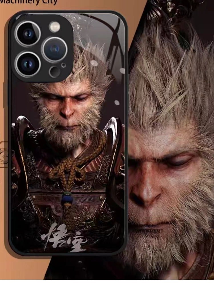 Apple iPhone 15 Pro Case Game Black Myth Wukong Pattern Anti-drop Protection Ultra-Thin Case with Shockproof Buffering, Anti-Scratch and Fingerprint Protection, 15 Pro 6.1-inch Black Case - Image 1