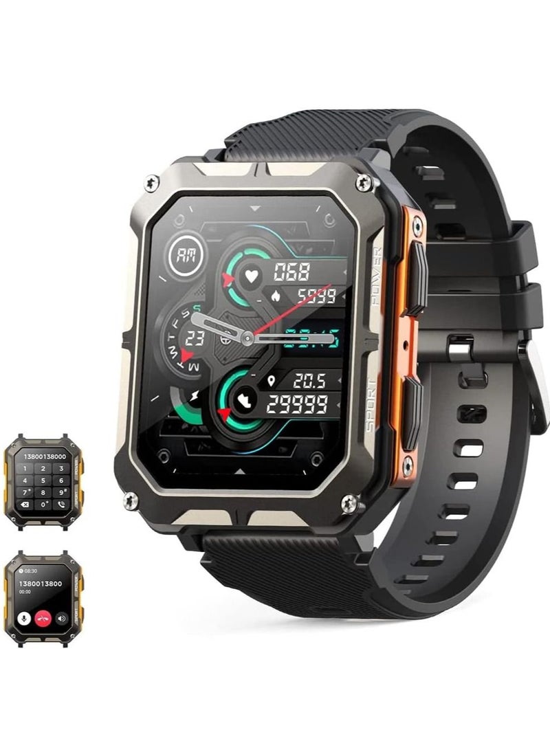 1.83 " الساعات الذكية العسكرية للرجال مع مكالمة بلوتوث ، تعقب النشاط مع 123 وسائط رياضية ، آي بي 68 مقاوم للماء ، ساعة ذكية للرجال مع معدل ضربات القلب ضغط الدم مراقبة النوم - Image 1