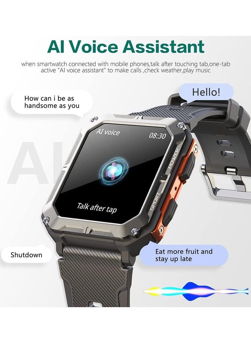 1.83 " الساعات الذكية العسكرية للرجال مع مكالمة بلوتوث ، تعقب النشاط مع 123 وسائط رياضية ، آي بي 68 مقاوم للماء ، ساعة ذكية للرجال مع معدل ضربات القلب ضغط الدم مراقبة النوم - Image 3