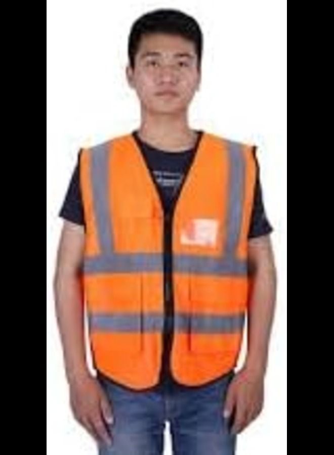 ABBASALI Safety Vest Reflective Fabric Vest with Reflective Stripes Zip  - Image 2