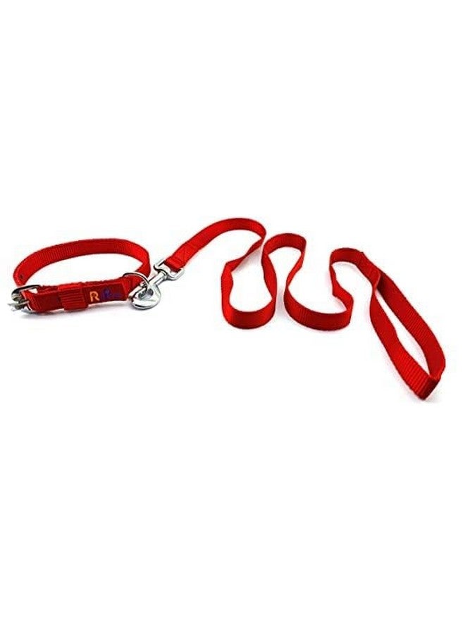 Nylon 22 Mm Leash And Collar Set, Adjustable Soft Strip Dog 0.75 Inch Collar And Leash Set Ideal For Small And Medium Breed Dogs And Puppies (Red) - Image 2