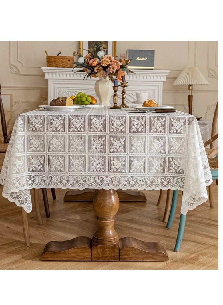 Generic - Nordic style lace tablecloth European tablecloth decorative tablecloth dust-proof tablecloth suitable for round table square table (size: 140cmX200cm) - Image 1