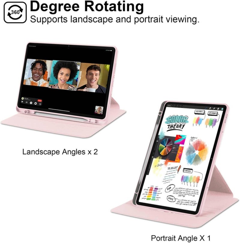 NESLIN حافظة هجينة من NESLIN متوافقة مع Xiaomi Poco Pad / Redmi Pad Pro 12.1 بوصة 2024، حافظة PC صلبة شفافة متعددة الزوايا من الأكريليك مع حامل قلم وغطاء حماية متوافق مع Redmi Pad Pro 12.1 بوصة (وردي) - Image 2