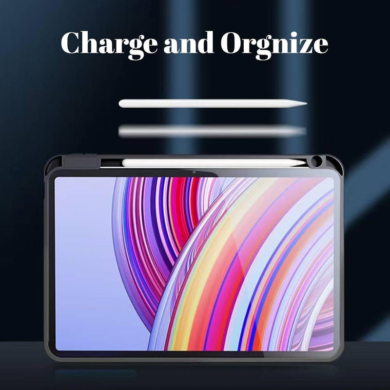 NESLIN حافظة هجينة من NESLIN متوافقة مع Xiaomi Poco Pad / Redmi Pad Pro 12.1 بوصة 2024، حافظة PC صلبة شفافة متعددة الزوايا من الأكريليك مع حامل قلم وغطاء حماية متوافق مع Redmi Pad Pro 12.1 بوصة (وردي) - Image 4