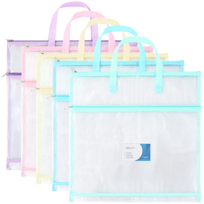 Clysee 5 Pcs Sew Project Bags 16 x 16 Inch Quilting Craft Organizer Storage Bags with Handle and Pocket Jumbo Sew Quilting Mesh Bags for Quilters Knitting Stitching Crafter 5 ColorsMacaron - Image 2