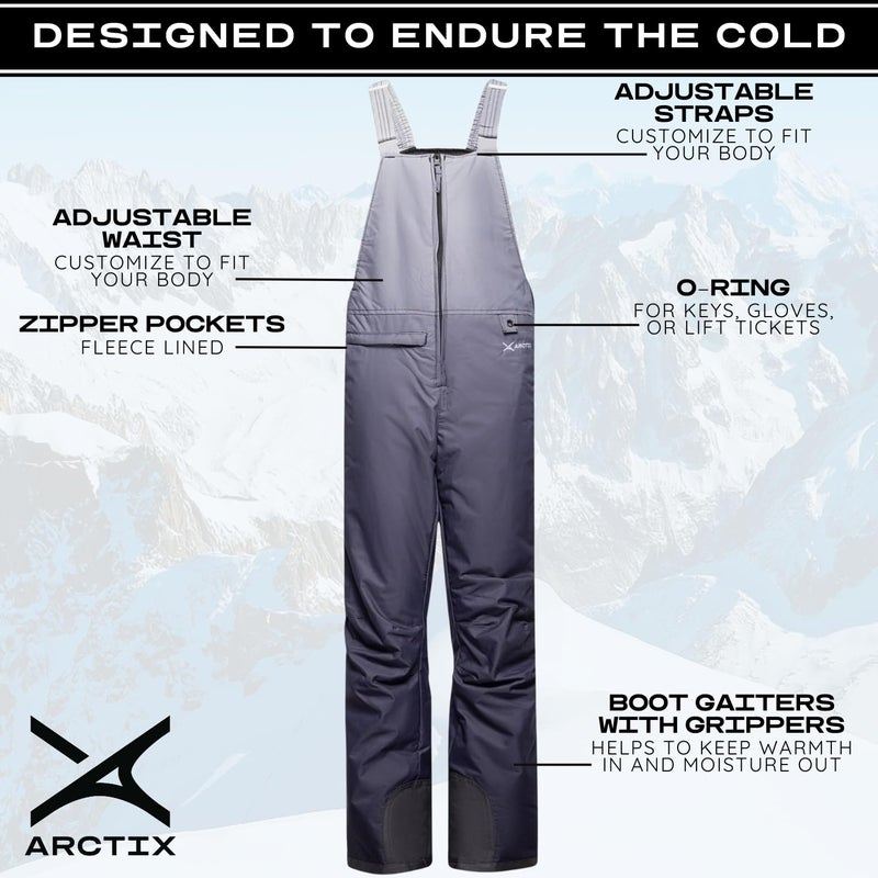 Arctix Kids Insulated Snow Bib Overalls, Charcoal Ombre, X-Small - Image 3