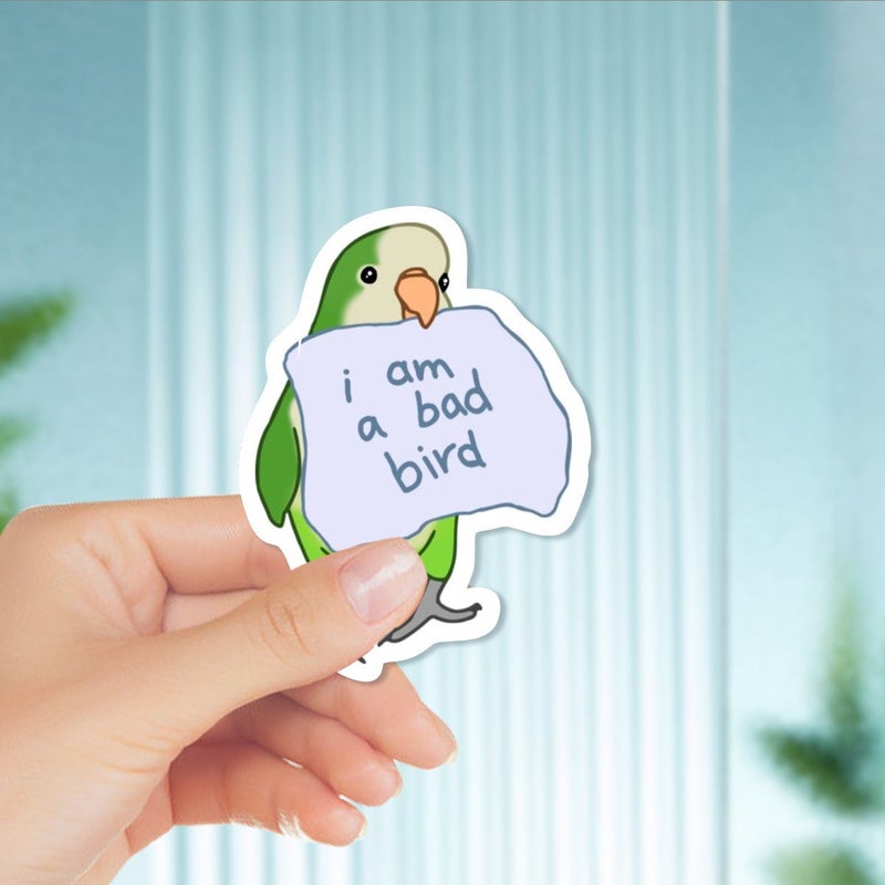 Green Monk Parakeet Bird Sticker 1pc Quantity - Image 1