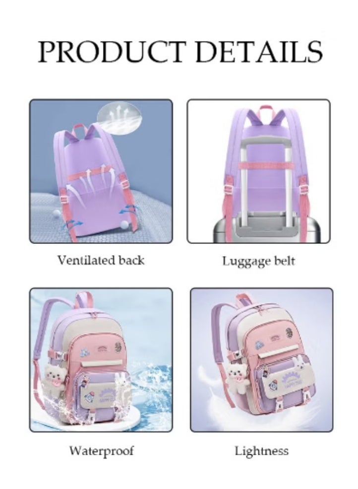 DUNISO Macaron Color - Blocking Backpack | Cute Charms, Bursting with Girly Vibes - Image 2