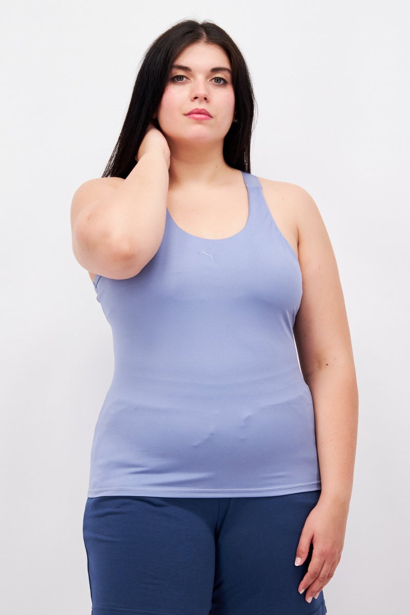 PUMA تي شيرت تدريب مبطن للنساء، أزرق فولاذي - Image 1