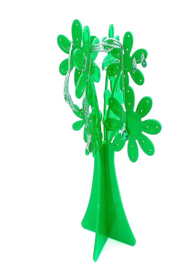 CONNECTWIDE Chandni flower Tree Jewelry Necklace Stud Earring Holder Organizer Display Rack Tower Stand Tree (Green) - Image 1