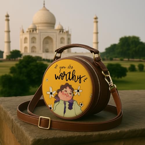 Kalankit Sling Bags For Women | Cute Birthday Gifts For Woman | Stylish Round Sling Bag For Teenage Girls, Travel Crossbody Bags, Side Bag For Women | Rakhi Gift For Sister, Yellow - Image 3
