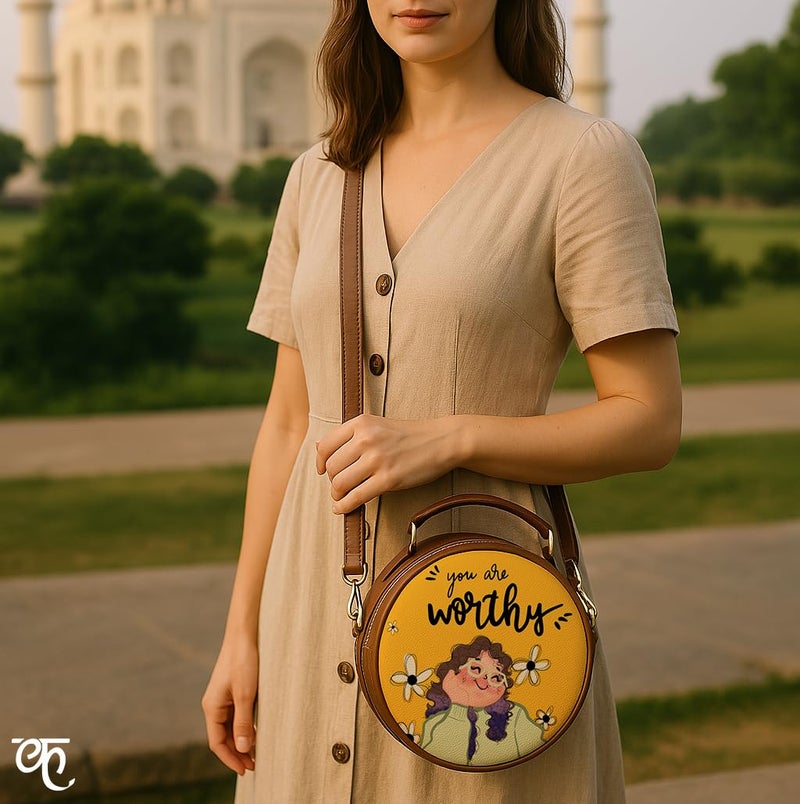 Kalankit Sling Bags For Women | Cute Birthday Gifts For Woman | Stylish Round Sling Bag For Teenage Girls, Travel Crossbody Bags, Side Bag For Women | Rakhi Gift For Sister, Yellow - Image 5