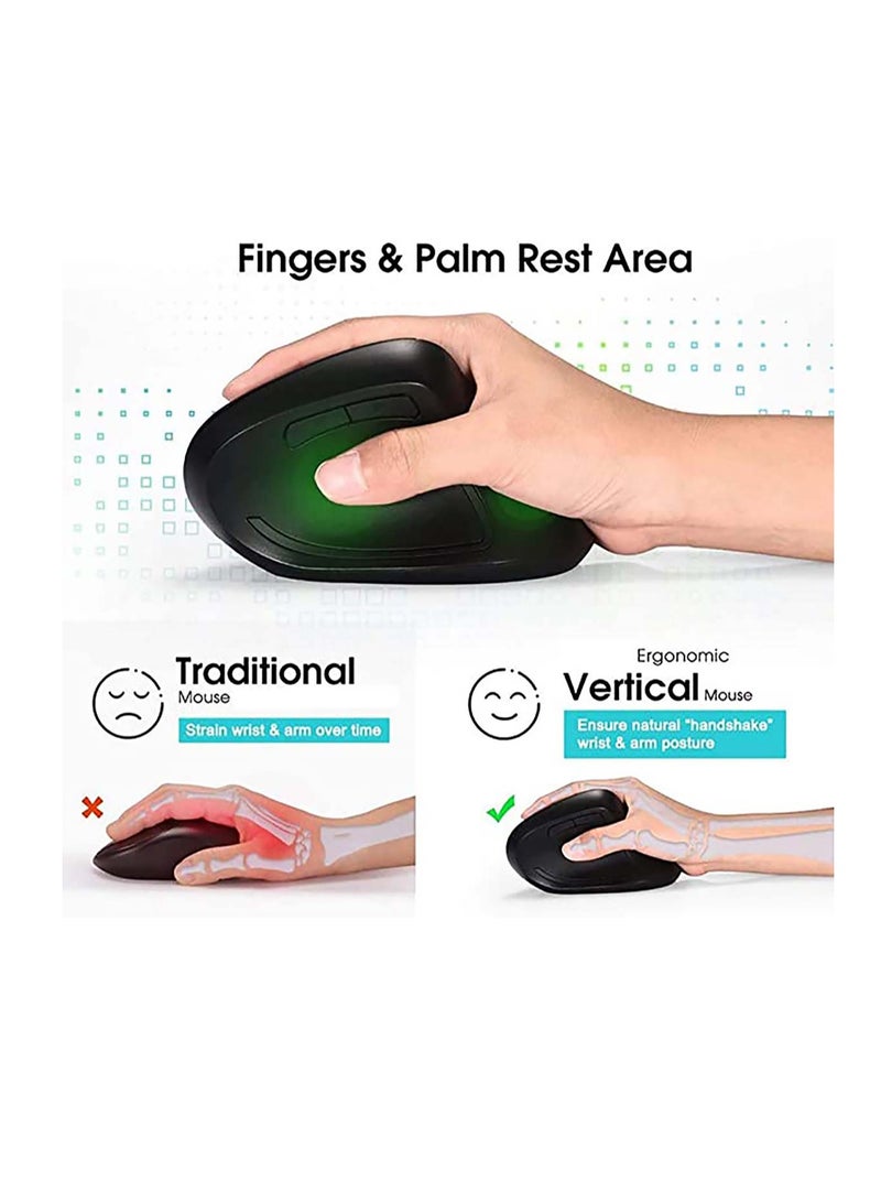 SYOSI Ergonomic Wireless Mouse, Vertical Gaming Mouse Ergonomic design - Prevention of mouse arm -Tennis elbow, 3 Adjustable DPI 3200/ 1600/ 1200 Levels for Laptop, PC, Desktop - Image 4