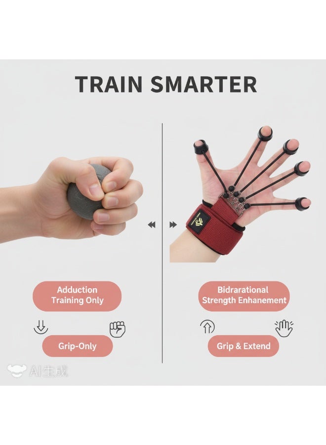 Y&D Finger Exerciser Finger Stretcher Finger Resistance Band Guitar Strength Trainer Reverse Grip Strengthener Climbing Exercise Equipment Finger Extensor Strengthener for Wrist Hand - Image 4