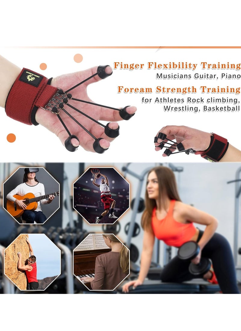 Y&D - Finger Exerciser Finger Stretcher Finger Resistance Band Guitar Strength Trainer Reverse Grip Strengthener Climbing Exercise Equipment Finger Extensor Strengthener for Wrist Hand - Image 1