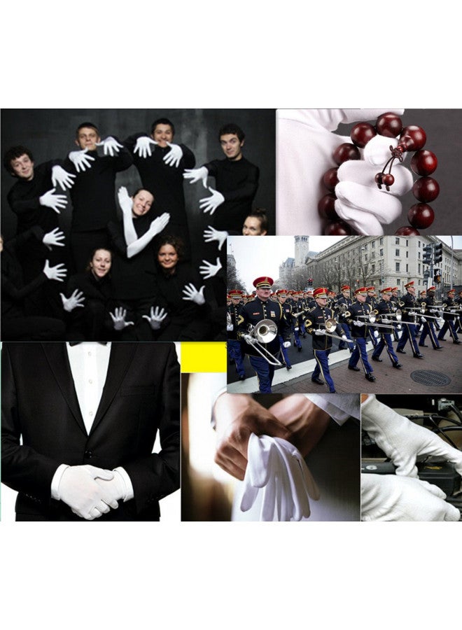 DreamHigh DH 12 Pairs White Cotton Gloves Soft mittens, Jewelry Inspection Stretchy Work Gloves-Medium - Image 2