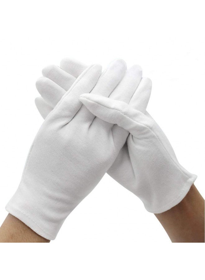 DreamHigh DH 12 Pairs White Cotton Gloves Soft mittens, Jewelry Inspection Stretchy Work Gloves-Medium - Image 1