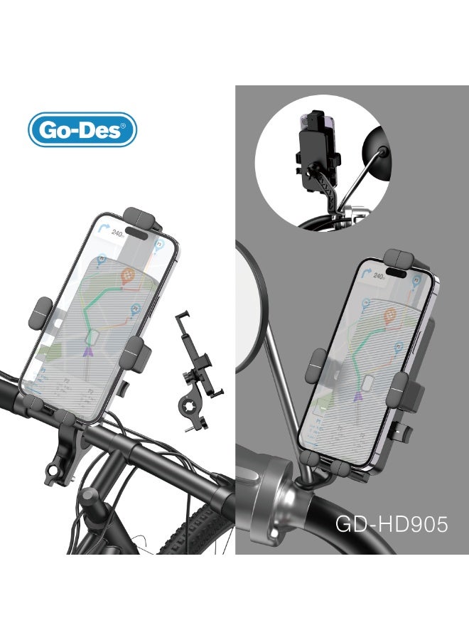 جو-ديز حامل هاتف 2 في 1 للدراجات النارية والدراجات، قابل للدوران 360 درجة، مضاد للاهتزاز، قابل للتعديل - Image 5