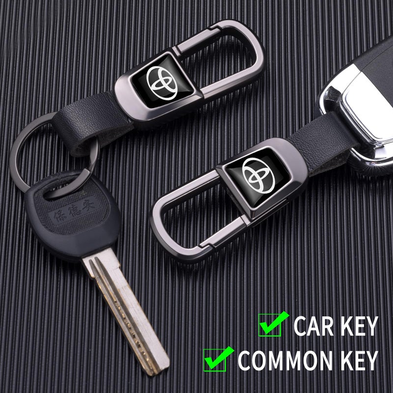 BFIVEANTE leather car keychain set for Toyota, Corolla, RAV4, Highlander men and women family present keychain key ring lanyard accessories (black) - Image 4