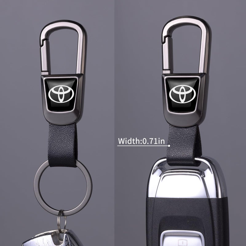 BFIVEANTE leather car keychain set for Toyota, Corolla, RAV4, Highlander men and women family present keychain key ring lanyard accessories (black) - Image 2
