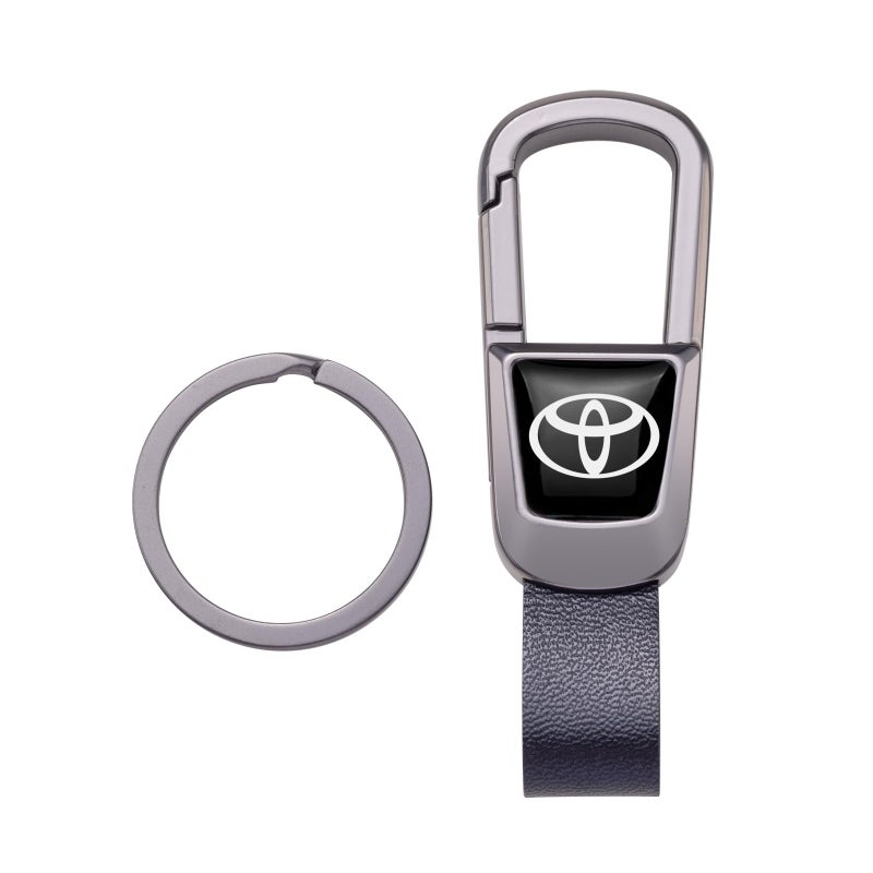 BFIVEANTE leather car keychain set for Toyota, Corolla, RAV4, Highlander men and women family present keychain key ring lanyard accessories (black) - Image 1