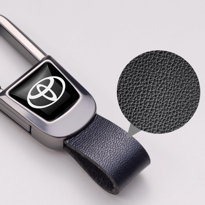 BFIVEANTE leather car keychain set for Toyota, Corolla, RAV4, Highlander men and women family present keychain key ring lanyard accessories (black) - Image 3