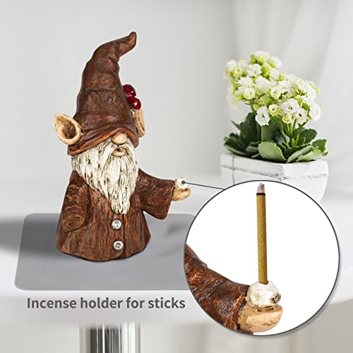 Cacukap Gnome Incense Holder for Sticks, Incense Cone Burner Ornaments, Gnome Decor for Desk, Unique Gnome Gifts for Women Men - Image 2