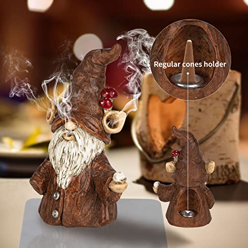 Cacukap Gnome Incense Holder for Sticks, Incense Cone Burner Ornaments, Gnome Decor for Desk, Unique Gnome Gifts for Women Men - Image 3
