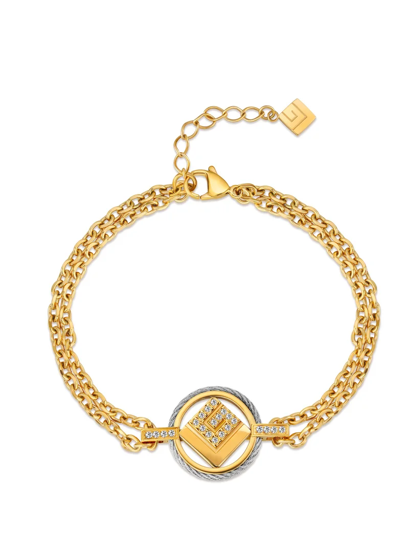 غاي لاروش Camille Stainless Steel And Gold Plated Bracelet With Crystals