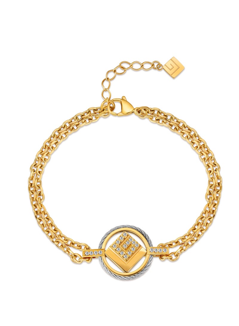 غاي لاروش سوار كاميل من الفولاذ المقاوم للصدأ والذهب المطلي بالكريستال - Image 1