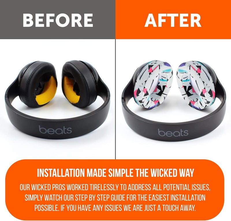 WC Wicked Cushions Replacement Ear Pads for Beats Studio 2 & 3 (B0501, B0500) Wired & Wireless | Does NOT Fit Beats Solo | Softer PU Leather, Enhanced Foam & Stronger Adhesive | 90's White - Image 4
