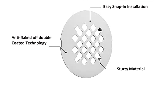 Artiwell 4-1/4” OD Snap-in Shower Drain Cover, Round Shower Drain Strainer Grid, Replacement Cover, Designed for Long-Lasting(Chrome Plated) - Image 4