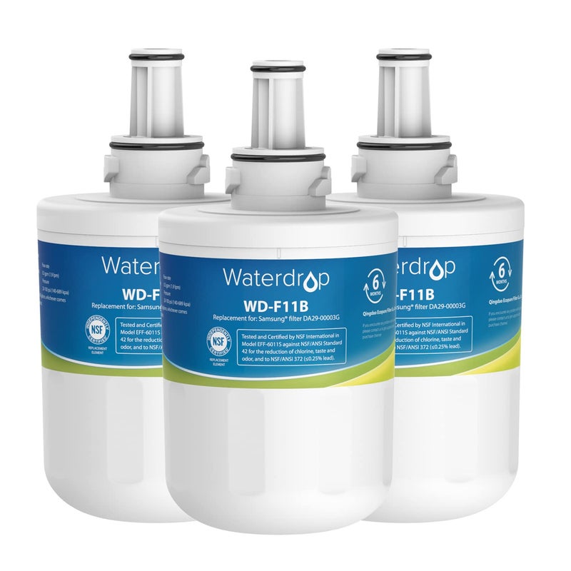 Waterdrop DA29-00003G Refrigerator Water Filter, Replacement for Samsung®, DA29-00003B, DA29-00003A, Aqua-Pure Plus, HAFCU1, RFG237AARS, FMS-1, RS22HDHPNSR, RSG257AARS, 3 Filters (Package May Vary) - Image 1