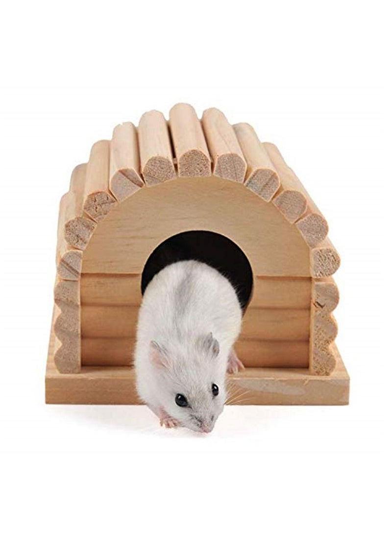 Generic Natural Wooden Luxury Hamster House Hamster Toy Hamster Cage Decoration Gerbil Chew Toys - Image 3