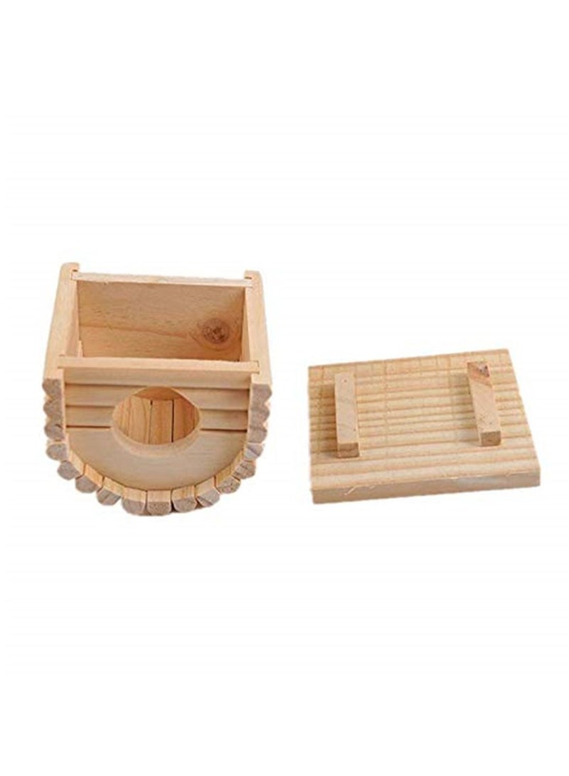 Generic Natural Wooden Luxury Hamster House Hamster Toy Hamster Cage Decoration Gerbil Chew Toys - Image 4