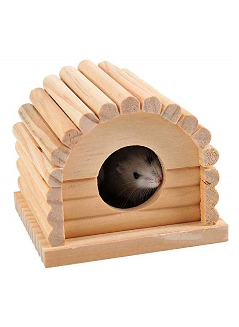Generic Natural Wooden Luxury Hamster House Hamster Toy Hamster Cage Decoration Gerbil Chew Toys - Image 2