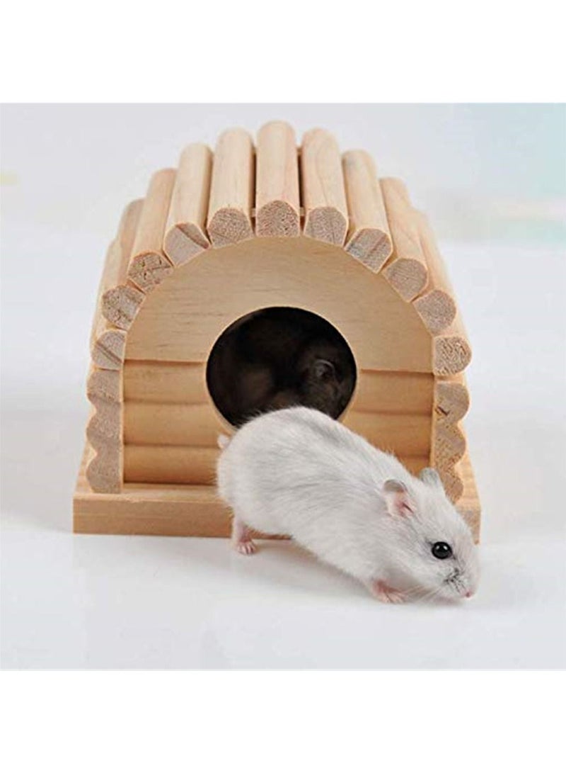 Generic Natural Wooden Luxury Hamster House Hamster Toy Hamster Cage Decoration Gerbil Chew Toys - Image 1