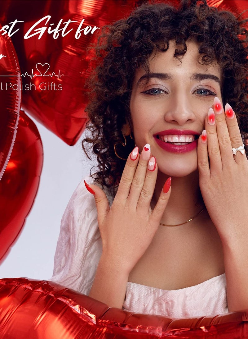 موديل ونز مجموعة طلاء أظافر جل أحمر من موديلونز 6 ألوان، أبيض لامع لامع وعنابي داكن ووردي داكن وشامبانيا فضي كاندي قصب جل أظافر نقع قبالة عيد الحب... - Image 5